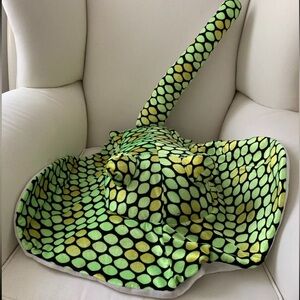 Vibrant Stingray Manta Ray Plush 38” Stuffed Animal Toy Gorgeous Green Yellow